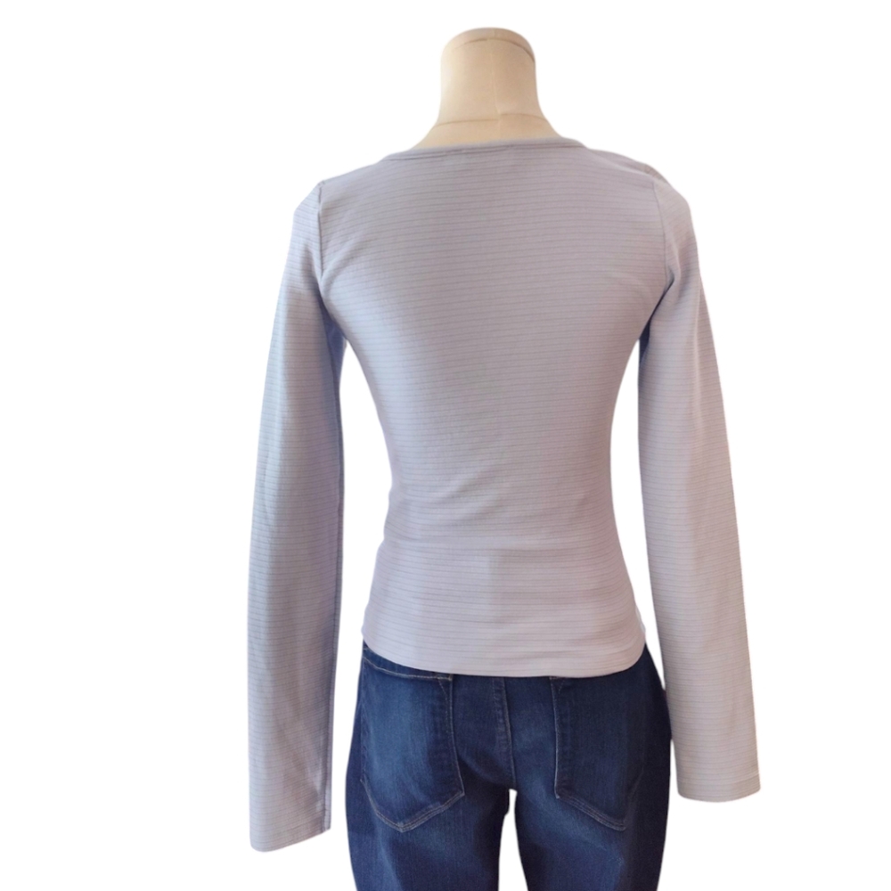 Hollister Ribbed Crew V-neck Top Womens XS - Picture 3 of 9